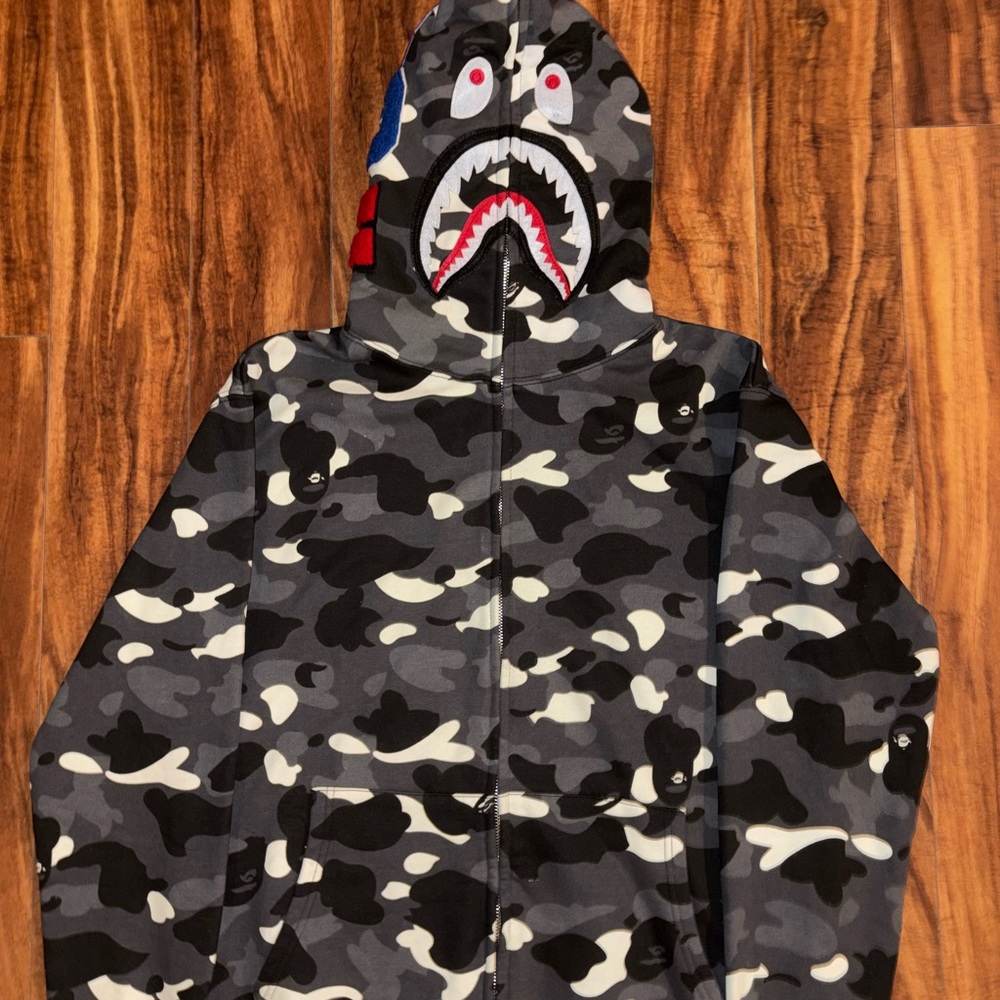 Camo Bape Hoodie - Black/White